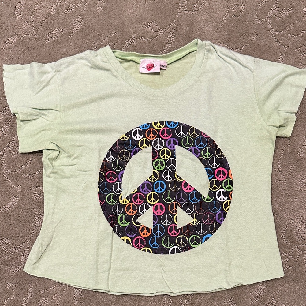 Lucy Kids Peace Sign Tee - Light Green